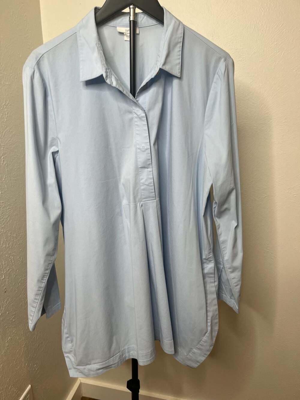 Light Blue Oversized Lagenlook Blouse Artsy Coastal Nautical